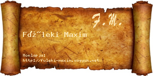 Füleki Maxim névjegykártya